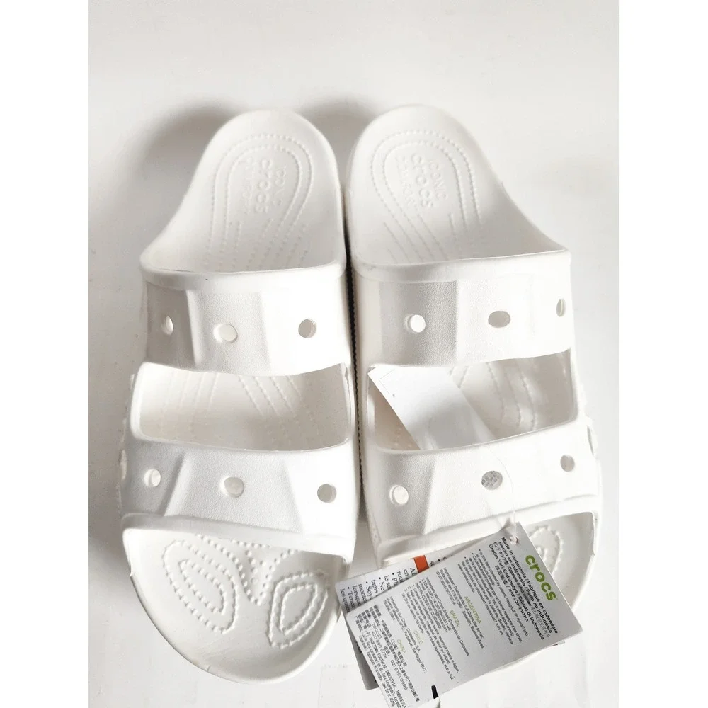 New Crocs Baya Sandals Slides M 12 W14 White Double Strap Lightweight Comfort